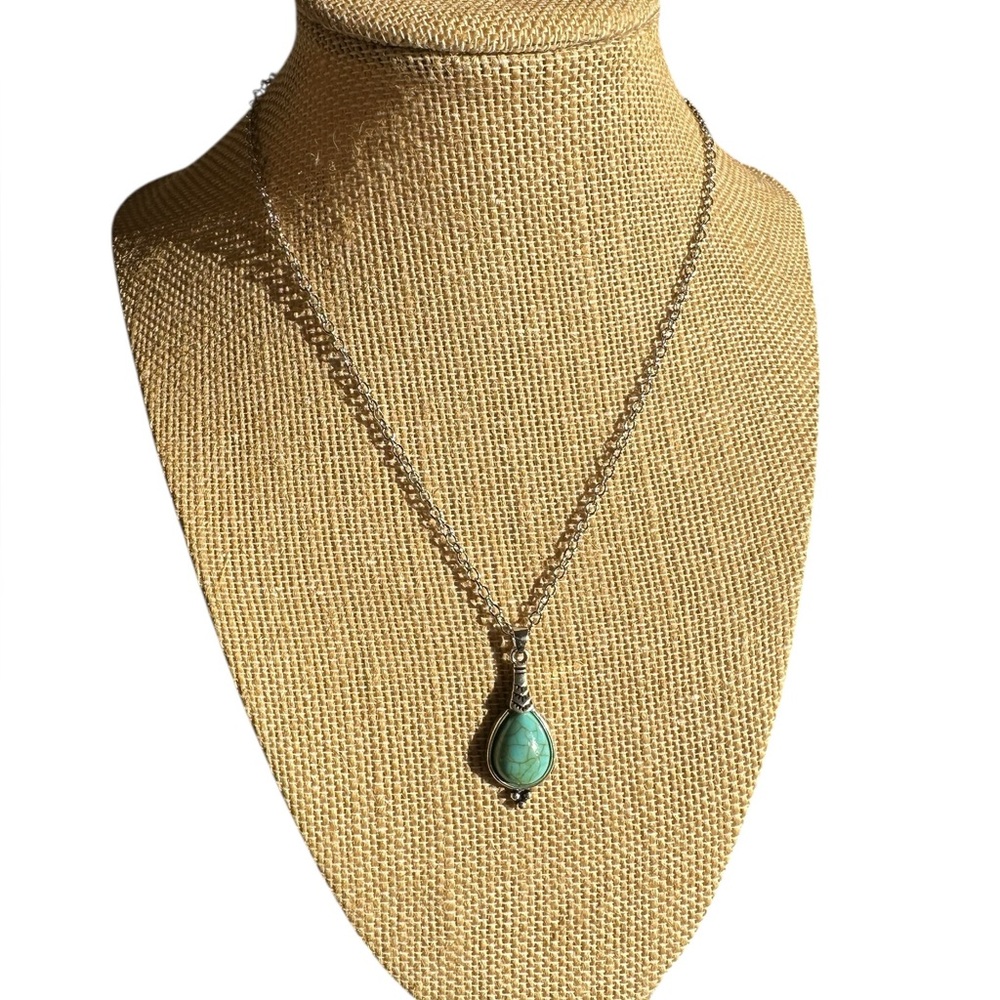 Native American Inspired Turquoise and Silver Necklace